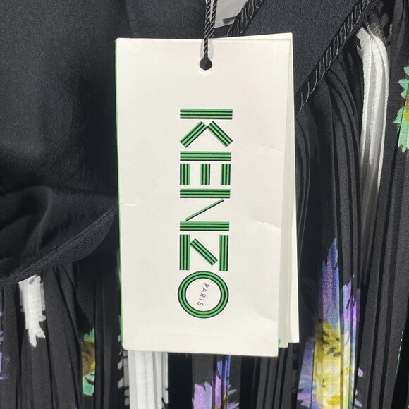 NEW Kenzo Skirt Womens 10 Large black purple floral midi designer - Picture 5 of 14